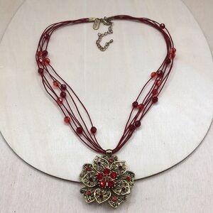 AND LOVELY bejeweled flower medallion necklace-statement style-regal